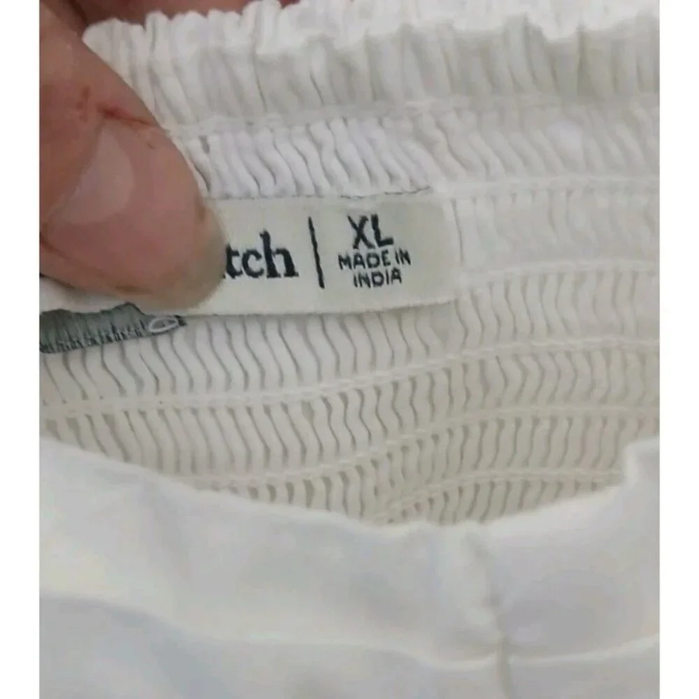 Abercrombie & Fitch Smocked Puff Sleeve Crop Top